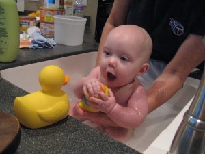 Bath time at BB and Bop's house